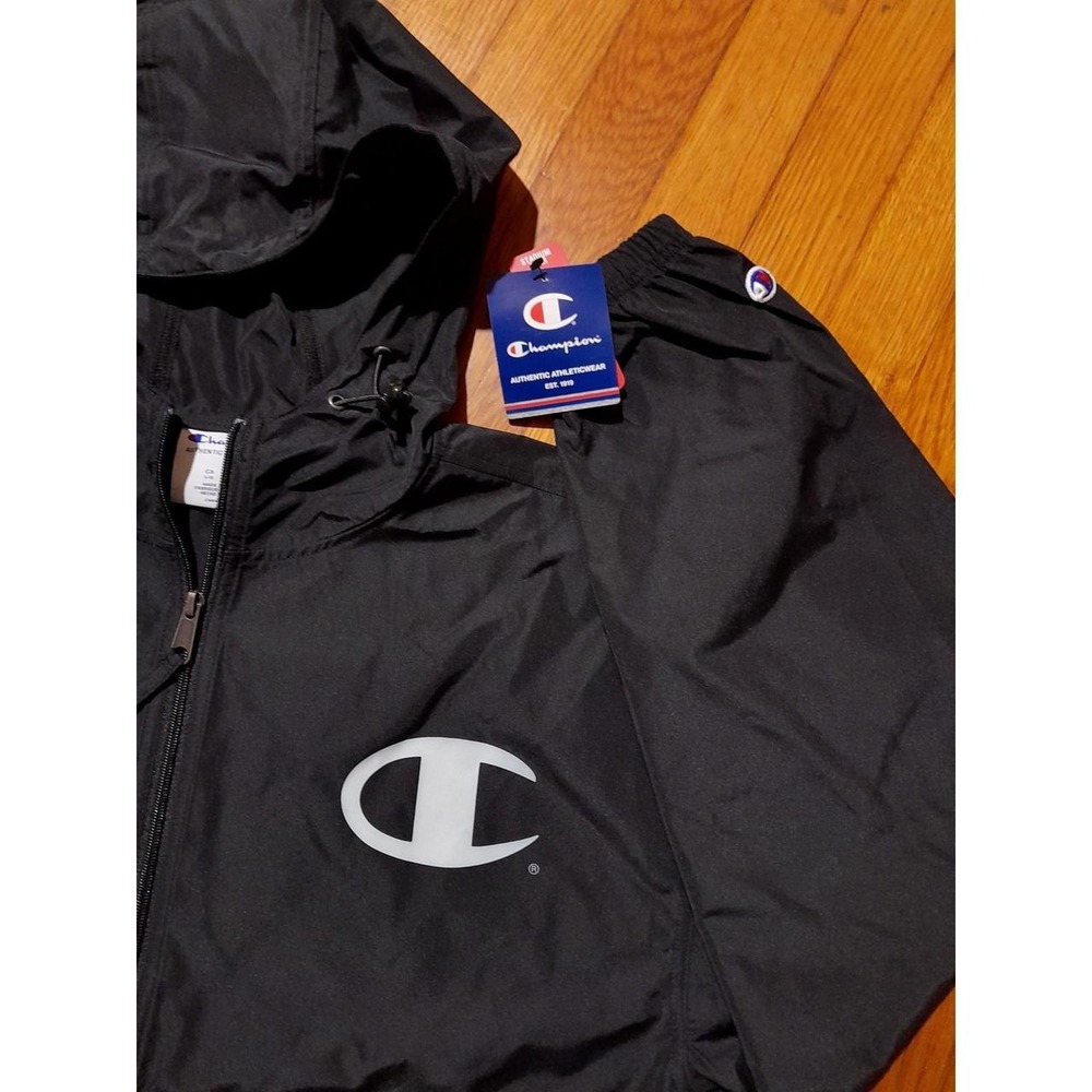 Champion quarter zip 1 pocket hooded all season pullover men's large black